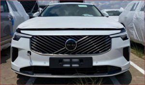 New white Volvo car front view